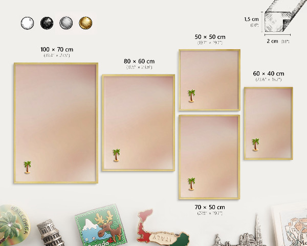 Magnettafel dekorativ bedruckt mit goldenem Rahmen Zartes Beige