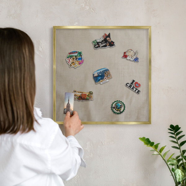 Magnettafel dekorativ bedruckt mit goldenem Rahmen Beige ruhig