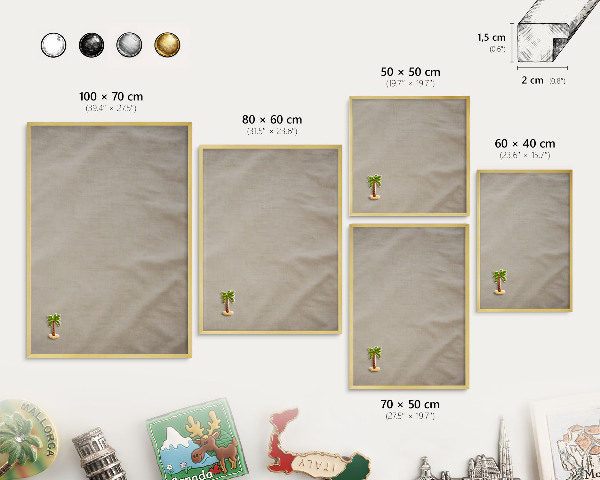 Magnettafel dekorativ bedruckt mit goldenem Rahmen Beige ruhig