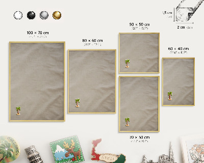 Magnettafel dekorativ bedruckt mit goldenem Rahmen Beige ruhig