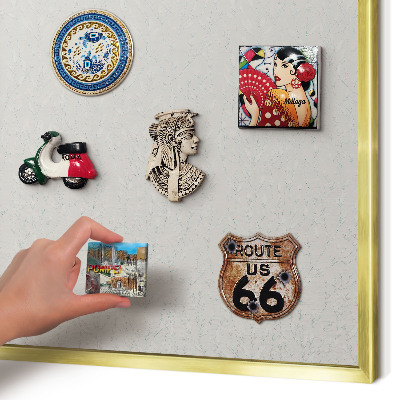 Magnettafel für Urlaubsmagnete in Goldrahmen Pflanzenmuster