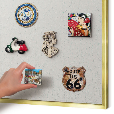 Magnettafel für Urlaubsmagnete in Goldrahmen Pflanzenmuster