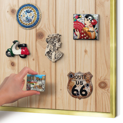 Magnettafel dekorativ bedruckt mit goldenem Rahmen Holzmuster