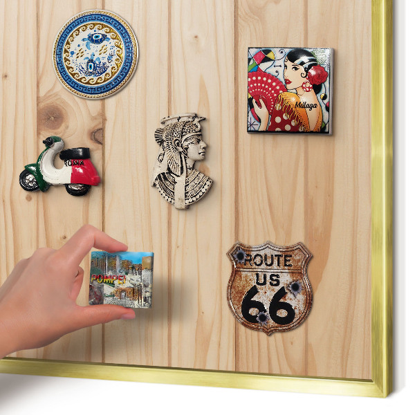 Magnettafel dekorativ bedruckt mit goldenem Rahmen Holzmuster