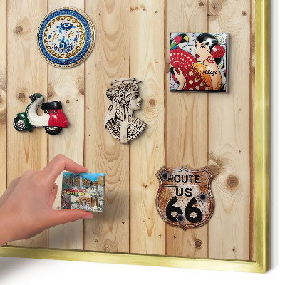 Magnettafel dekorativ bedruckt mit goldenem Rahmen Holzbretter