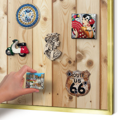 Magnettafel dekorativ bedruckt mit goldenem Rahmen Holzbretter
