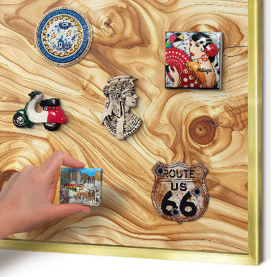 Magnettafel dekorativ bedruckt mit goldenem Rahmen Holzstruktur