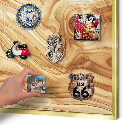 Magnettafel dekorativ bedruckt mit goldenem Rahmen Holzstruktur