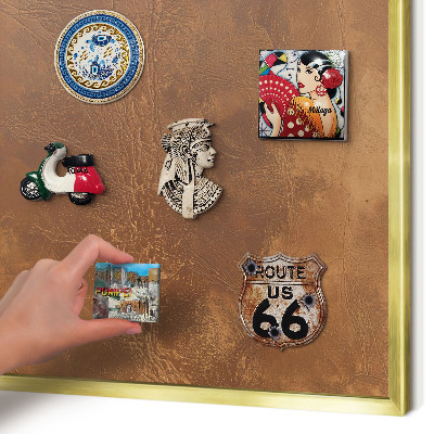 Magnettafel dekorativ bedruckt mit goldenem Rahmen Braune Textur
