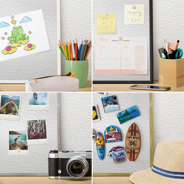 Magnettafel für Urlaubsmagnete in Goldrahmen Elegante Textur
