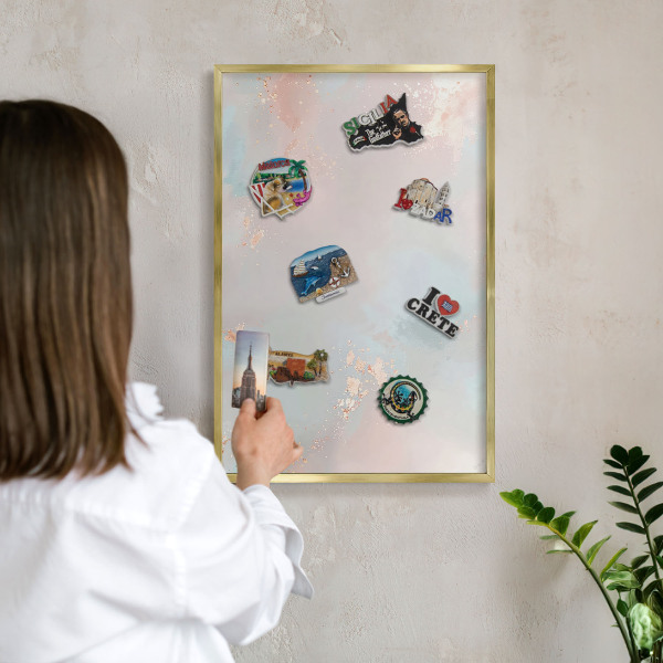 Magnettafel dekorativ bedruckt mit goldenem Rahmen Pastellharmonie