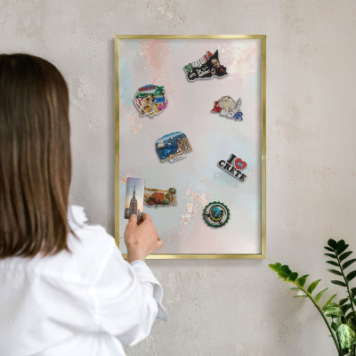 Magnettafel dekorativ bedruckt mit goldenem Rahmen Pastellharmonie