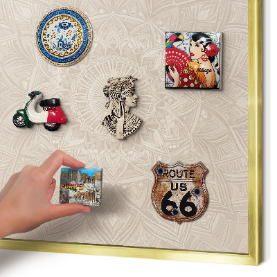 Magnettafel dekorativ bedruckt mit goldenem Rahmen Dekorative Mandala