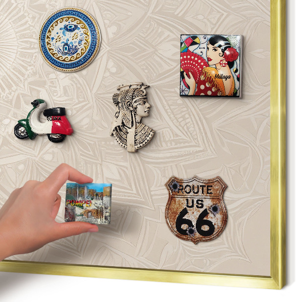 Magnettafel dekorativ bedruckt mit goldenem Rahmen Dekorative Mandala
