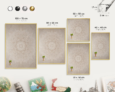 Magnettafel für Urlaubsmagnete in Goldrahmen Mandala-Muster
