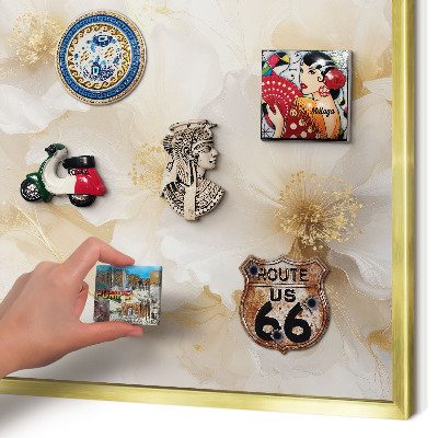 Magnettafel dekorativ bedruckt mit goldenem Rahmen Pastellblumen