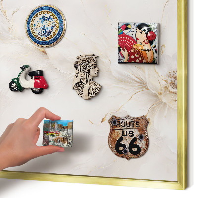 Magnettafel für Urlaubsmagnete in Goldrahmen Florale Eleganz