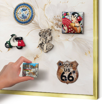 Magnettafel für Urlaubsmagnete in Goldrahmen Florale Eleganz