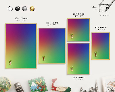 Magnettafel dekorativ bedruckt mit goldenem Rahmen Regenbogenfarben