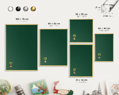 Magnettafel für Urlaubsmagnete in Goldrahmen Flaschengrün