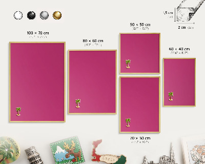 Magnettafel für Urlaubsmagnete in Goldrahmen Intensives Rosa