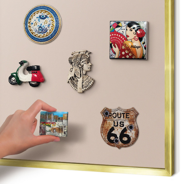 Magnettafel dekorativ bedruckt mit goldenem Rahmen Beige-Rosa