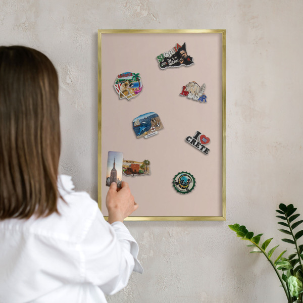 Magnettafel dekorativ bedruckt mit goldenem Rahmen Beige-Rosa