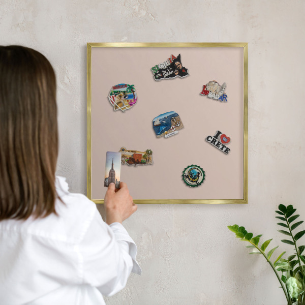 Magnettafel dekorativ bedruckt mit goldenem Rahmen Beige-Rosa