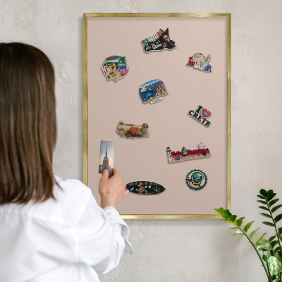 Magnettafel dekorativ bedruckt mit goldenem Rahmen Beige-Rosa