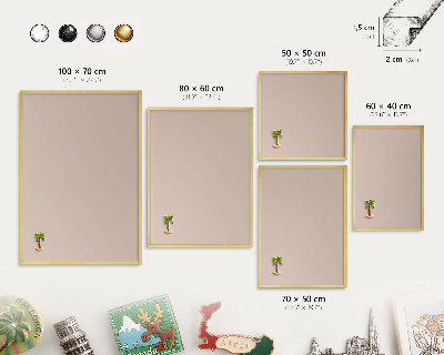 Magnettafel dekorativ bedruckt mit goldenem Rahmen Beige-Rosa
