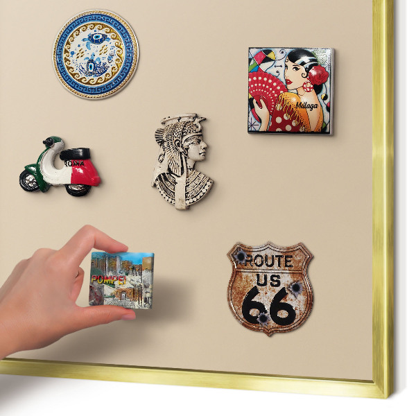 Magnettafel dekorativ bedruckt mit goldenem Rahmen Beige-Orange