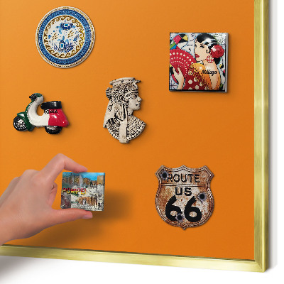 Magnettafel dekorativ bedruckt mit goldenem Rahmen Kräftiges Orange