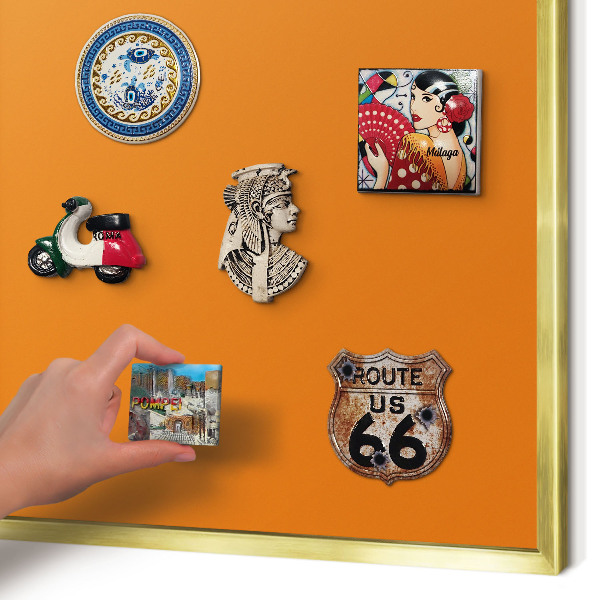Magnettafel dekorativ bedruckt mit goldenem Rahmen Kräftiges Orange