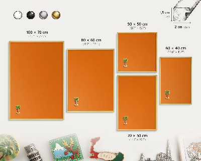 Magnettafel dekorativ bedruckt mit goldenem Rahmen Kräftiges Orange