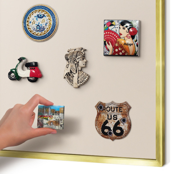 Magnettafel dekorativ bedruckt mit goldenem Rahmen Warmes Beige