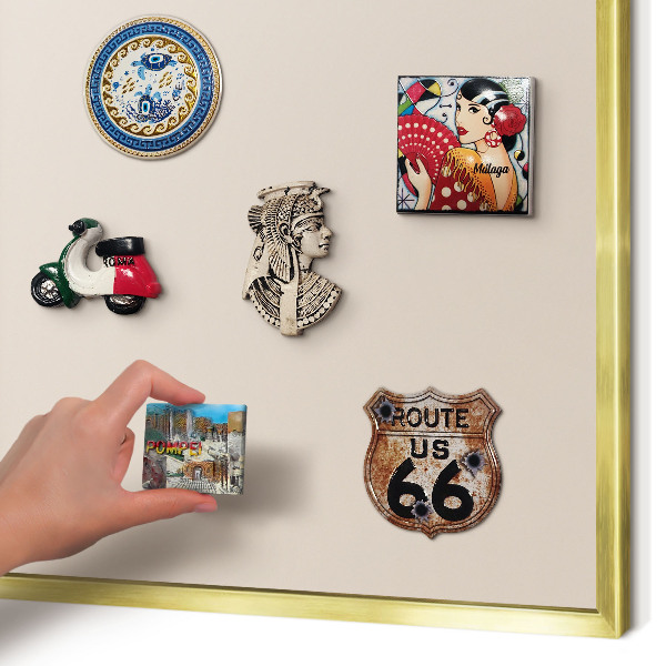 Magnettafel dekorativ bedruckt mit goldenem Rahmen Warmes Beige