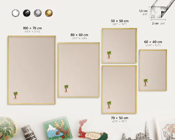 Magnettafel dekorativ bedruckt mit goldenem Rahmen Warmes Beige