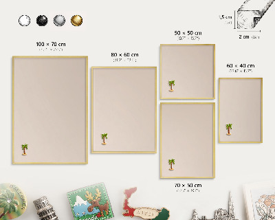 Magnettafel dekorativ bedruckt mit goldenem Rahmen Warmes Beige