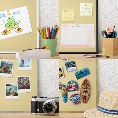 Magnettafel für Urlaubsmagnete in Goldrahmen Beige-gelb