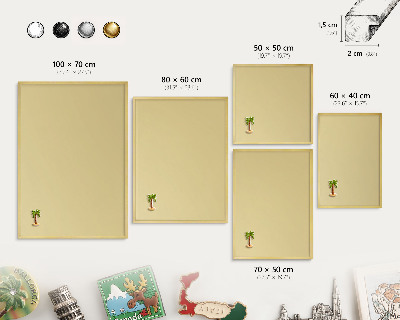 Magnettafel für Urlaubsmagnete in Goldrahmen Beige-gelb