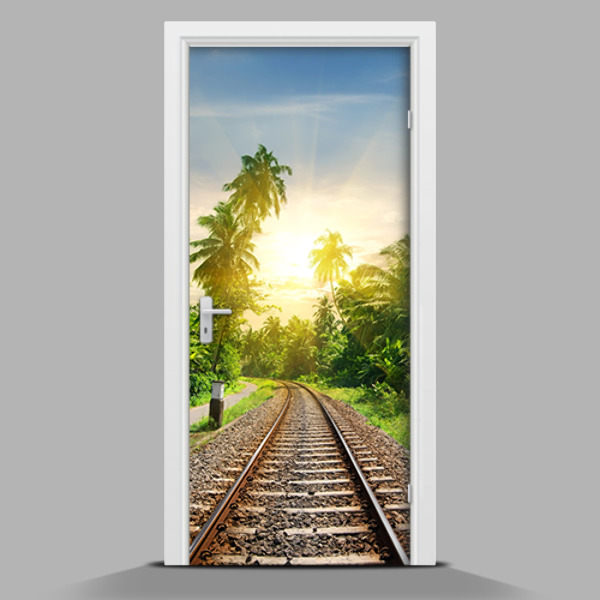 Selbstklebende Türtapete mit Motiv Spuren im Dschungel