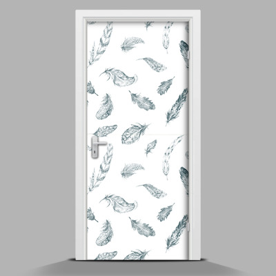 Türtapete selbstklebend Schwarze und weiße Federn