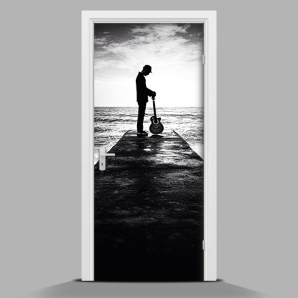 Selbstklebende Türtapete mit Motiv Mann mit einer Gitarre