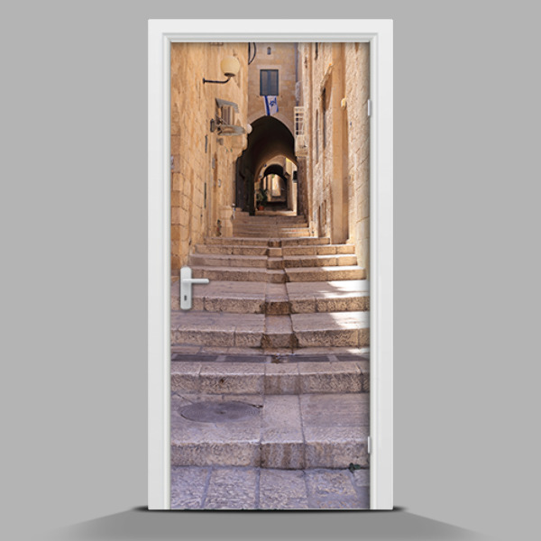 Selbstklebende Türposter Die Treppe hinauf