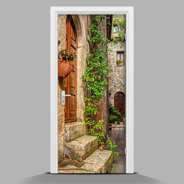 Selbstklebende Türposter Ein charmantes Mietshaus