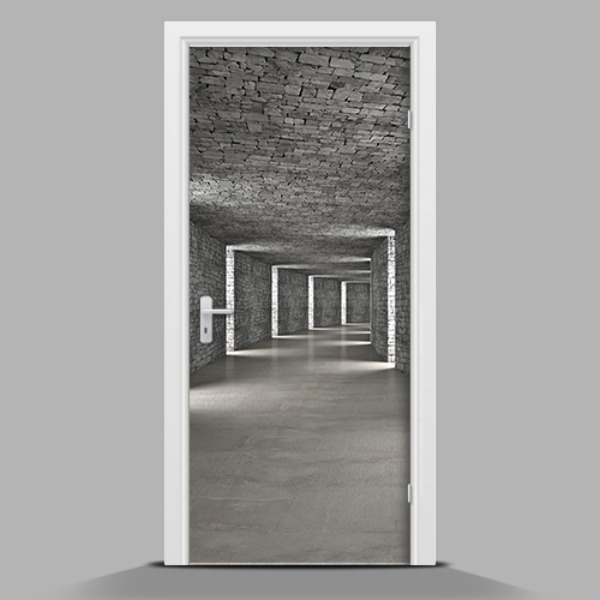 Selbstklebende Türposter In einem Steingebäude