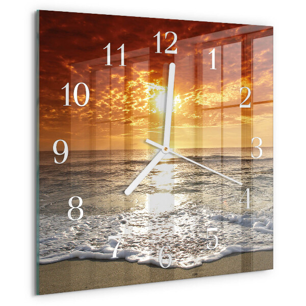 Wanduhr quadratisch Strand Meer