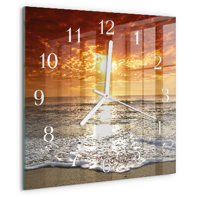 Wanduhr quadratisch Strand Meer