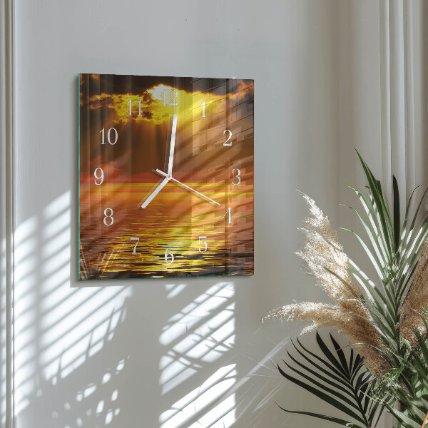 Wanduhr quadratisch Sonnenuntergang