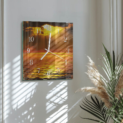 Wanduhr quadratisch Sonnenuntergang